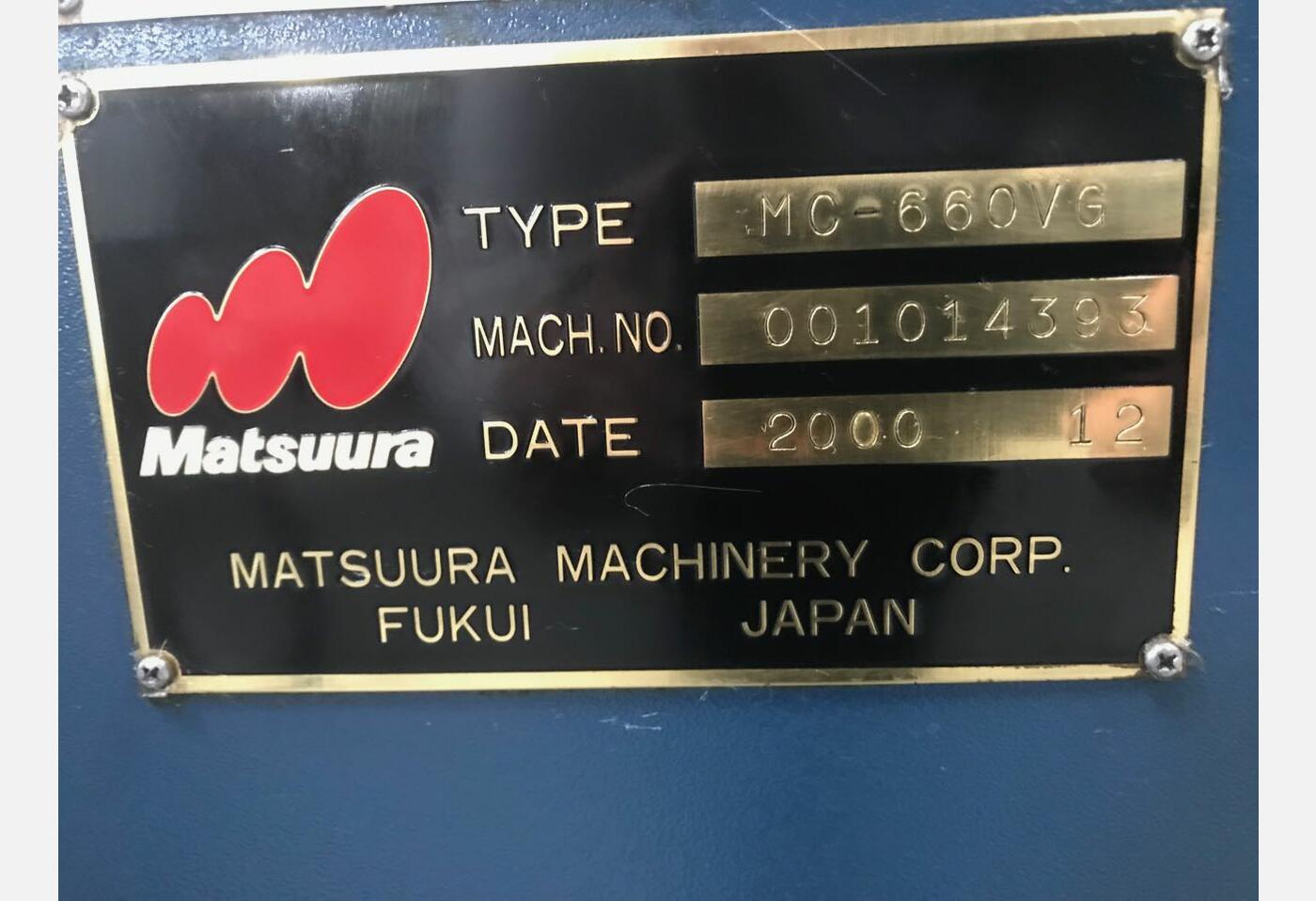 7255 VERTICAL MACHINING CENTER MATSUURA MC660 VG