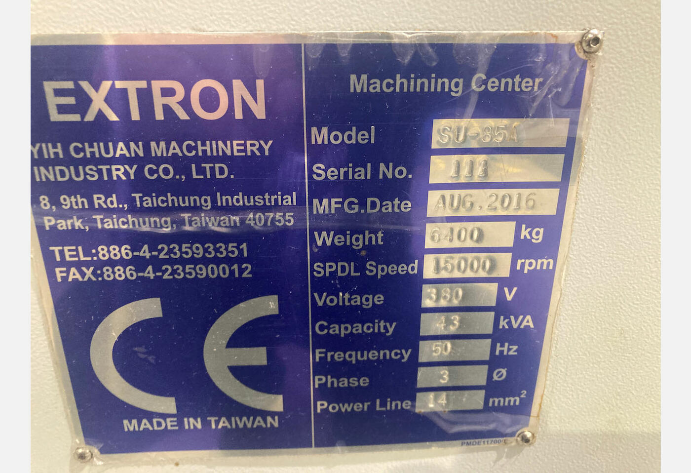 7467 MACHINING CENTER EXTRON SU 85A