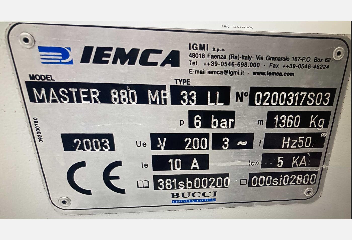 EX771 BARLOADER IEMCA MASTER 880 33 RP