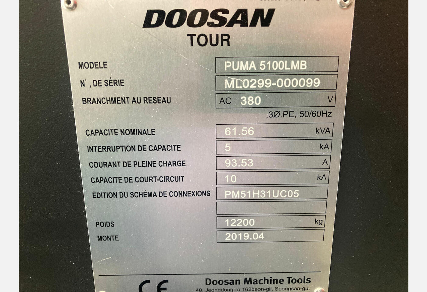 7513 TOUR CNC DOOSAN PUMA 5100 LMB