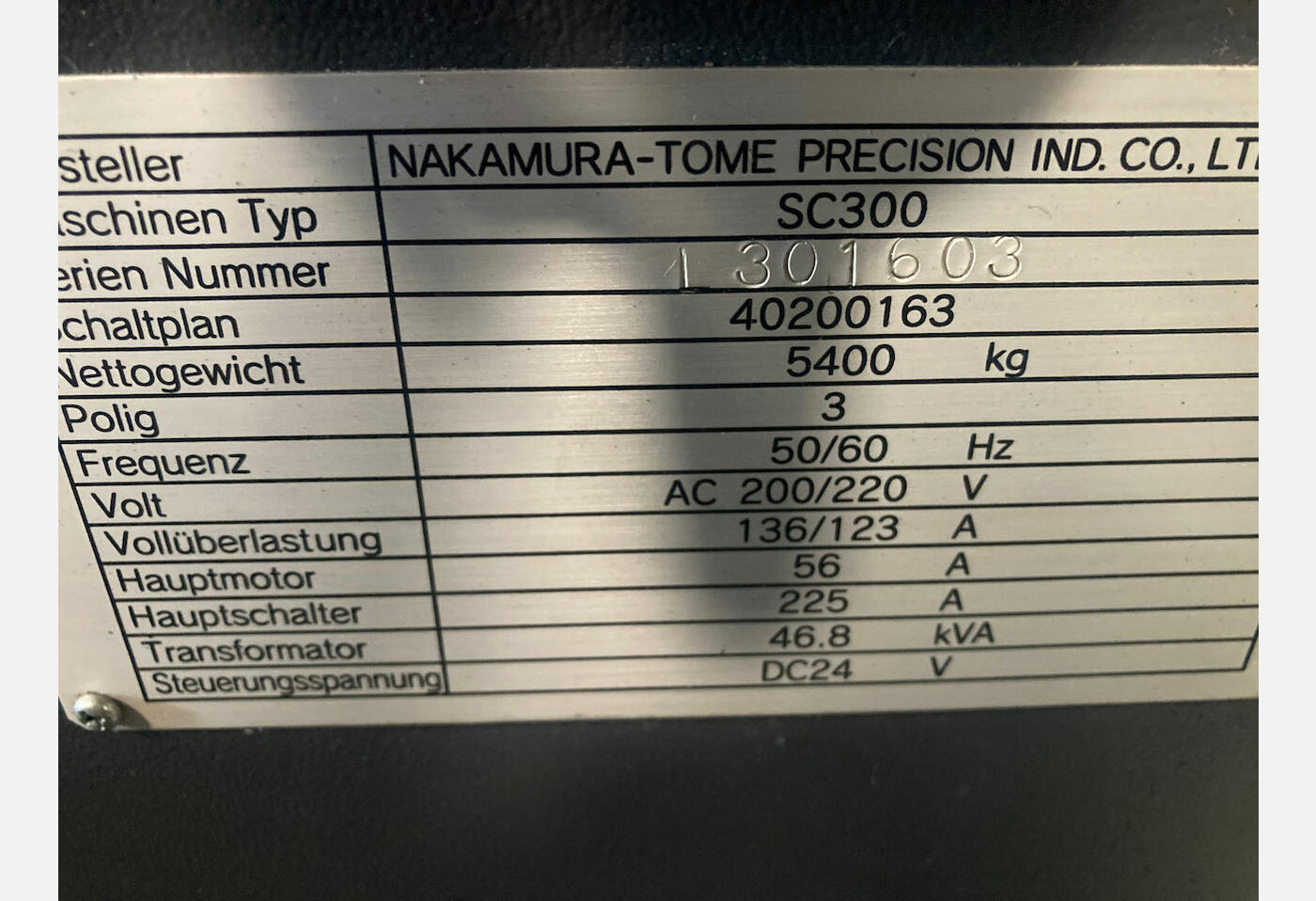 7530 CNC LATHE NAKAMURA SC300L