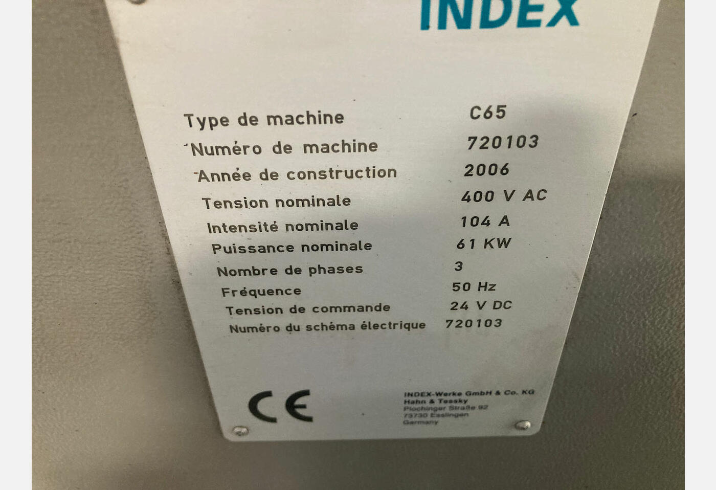 EX45878 TOUR CNC INDEX C65